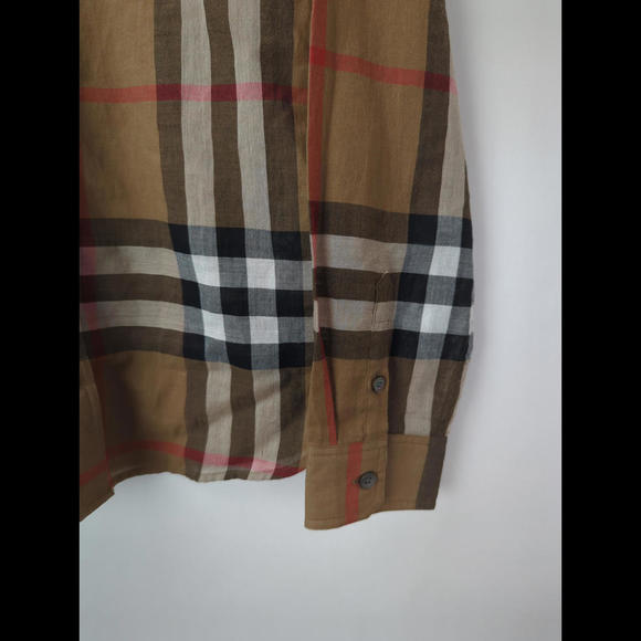 [SOLD] NEW BURBERRY Women's Sz US 6 Nova Check Ruffle Frill Shoulder Shirt - Picture 6 of 12